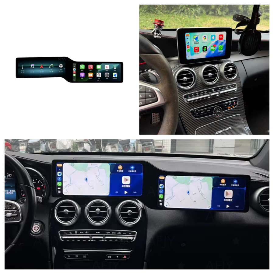 YANFU Android Multimedia Player mit 24,6-Zoll-Dual-Screen für Mercedes Benz C-Klasse W205 und GLC X253, Schwarz - Bild 2
