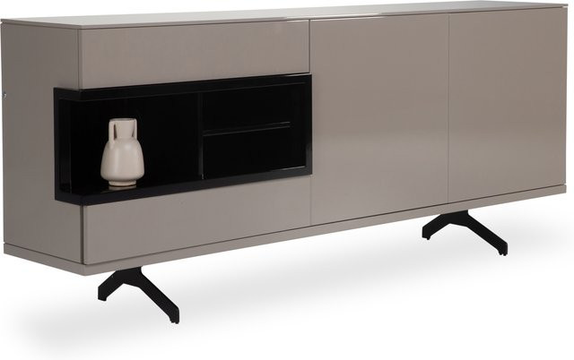 Lowboard Rolf Weber ALTENA in Taupe und Braun mit Hochglanzlackierung und integrierter Beleuchtung, B/T/H: 202 x 44 x 67 cm - Bild 1