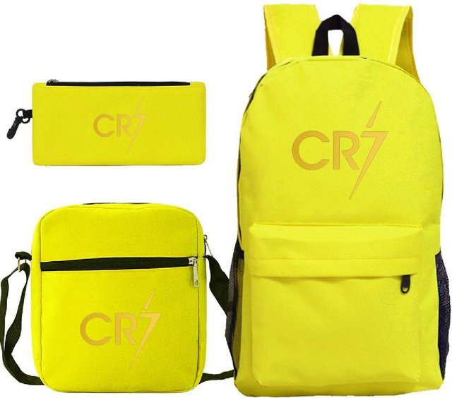 3-teiliges Schulrucksack-Set für Schüler in Gelb aus Oxford-Stoff mit Schultasche, Schultergurt und Federmäppchen - Bild 1