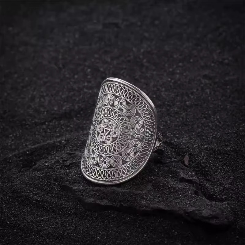 MEYRROYU Ring, Ethnisch, Silber, Unisex, Einstellbar - Bild 2