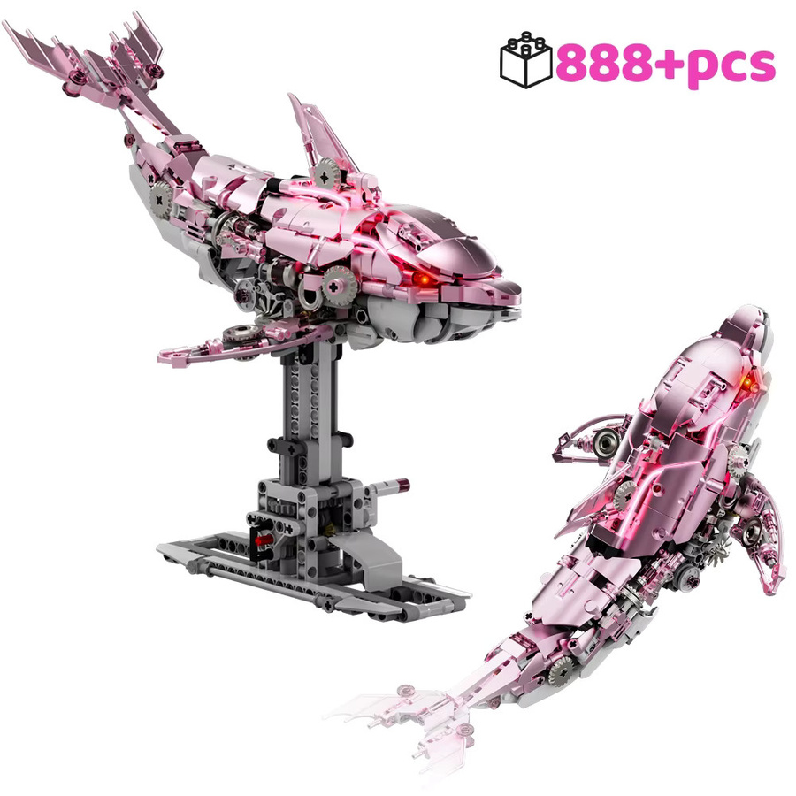 HUATEC Mechanischer Rosa Delfin, Bausteine, 888 Teile - Bild 4