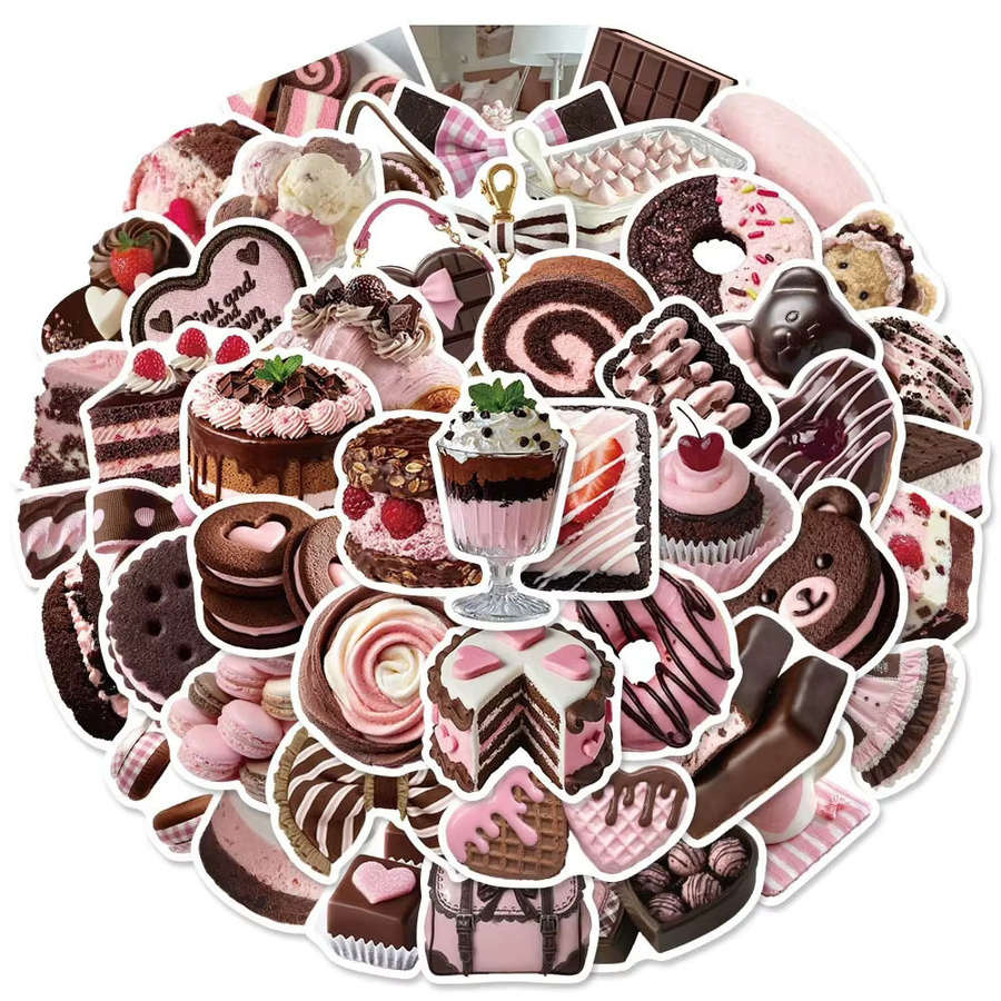 Rspctou Dessert-Ästhetik-Aufkleber, braun und rosa, 10-teiliges Set - Bild 2