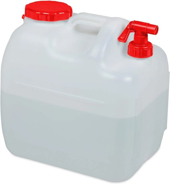 Relaxdays Wasserkanister aus HDPE in Weiß mit Hahn - Bild 1