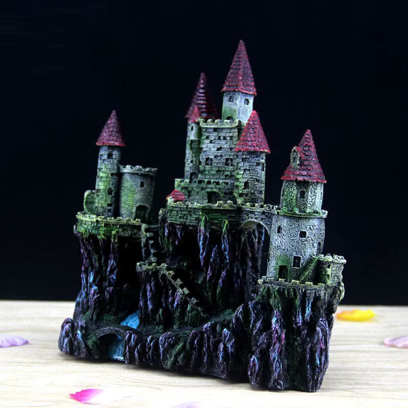 JX-LCLYL Aquarium Dekoration Schloss aus Harz in Multicolour für deine Aquascaping Landschaft - Bild 1