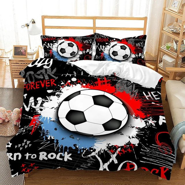 Binchi Fitness 3D Fußball Bettwäscheset aus Mikrofaser in Multicolour, bestehend aus Bettbezug und Kissenbezug, B/H: 140 x 200 cm - Bild 1