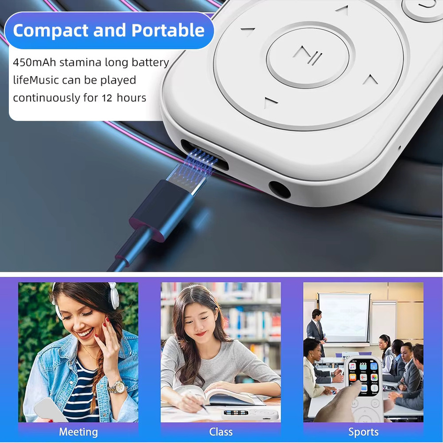 occkic Bluetooth 5.4 MP3-Player Tragbarer Mini Video-Musik-Player mit Bildschirm in Schwarz - Bild 5