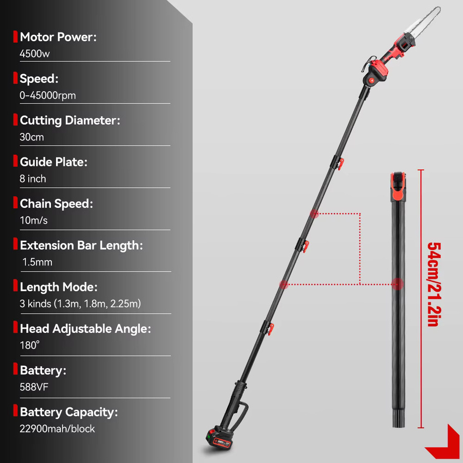 Kabellose Teleskop-Astsäge mit bürstenlosem Motor für Makita 18V LXT Akku-System - Bild 5