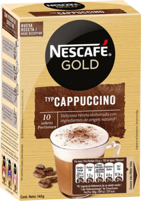 Nescafé Gold Cappuccino Cremig zart, Löskaffee-Sticks, 10 x 14 g - Bild 1