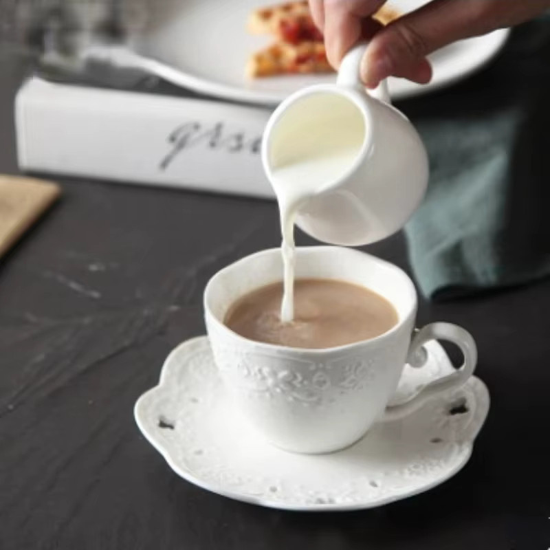 YWDL Keramik-Milchkrug für Espresso, Kaffee und Sahne, Weiß, 50 ml / 100 ml / 220 ml - Bild 3