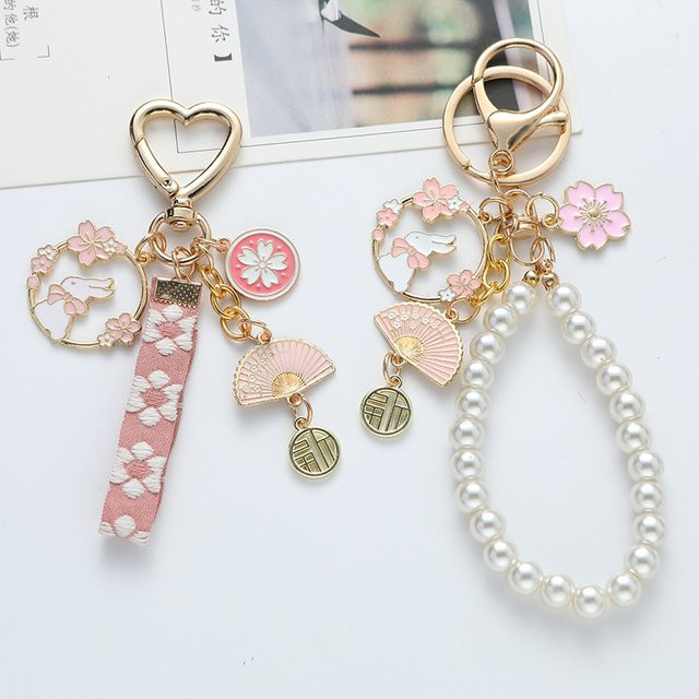 EMKNTA Schlüsselanhänger, Perle, Rosa Kirschblüten, Damen - Bild 1