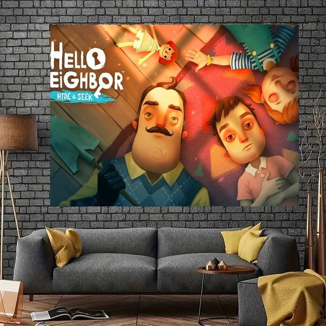 Mesuca Hello Neighbor Fotohintergrund aus Papier, Mehrfarbig, Breite: 70 cm, Höhe: 70 cm - Bild 1