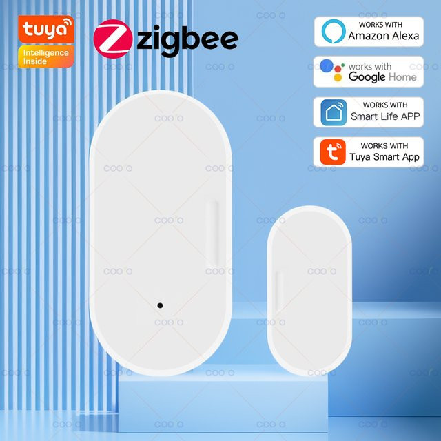 Tuya Zigbee Fenster und Tür Sensor in Weiß für dein Smart Home Sicherheitssystem zur Erkennung von offen oder geschlossen, kompatibel mit Alexa und Google Home - Bild 1