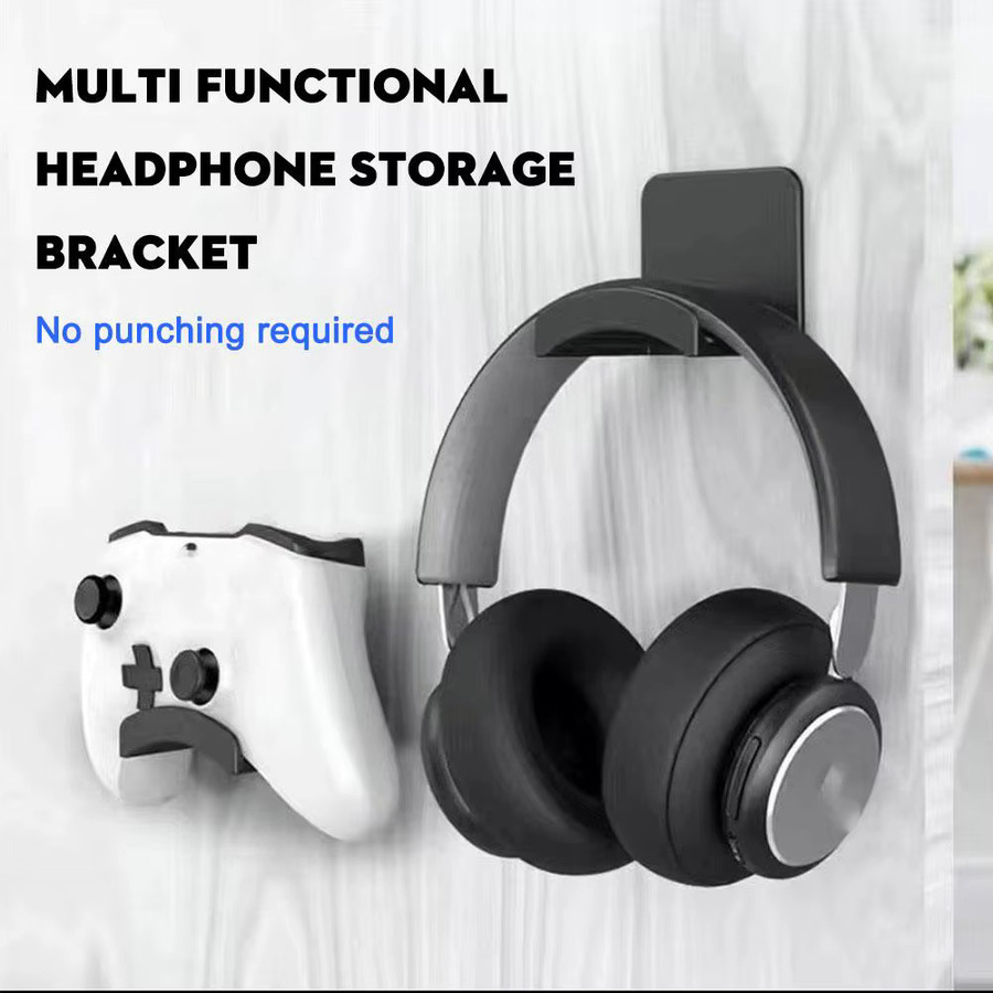 VORTNGLE Universal Kopfhörer Halterung aus Kunststoff mit Klebebefestigung für Gaming Headsets, Wandhalterung oder Untertisch-Aufhängung, erhältlich in Schwarz oder Weiß - Bild 2