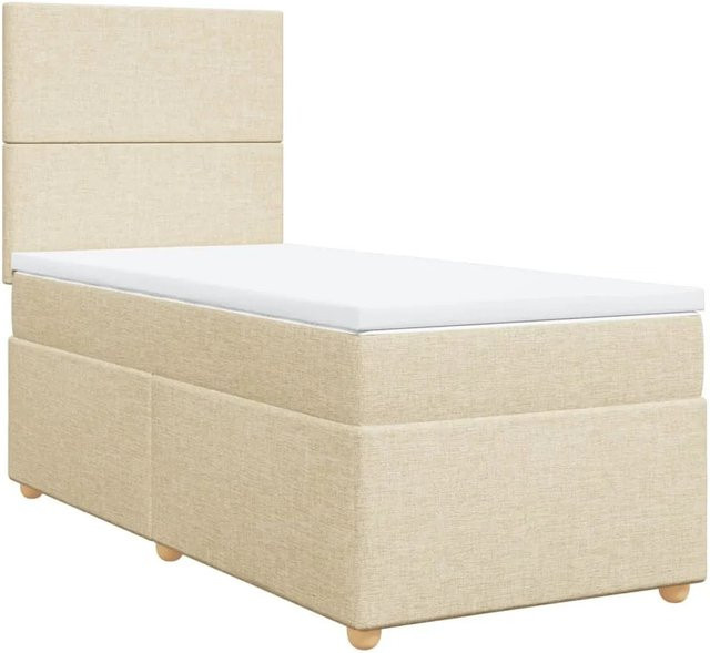 vidaXL Boxspringbett Hybrid mit Matratze und USB-Ladeport in Creme, B/T/H: 80 x 200 x 140,5 cm - Bild 1