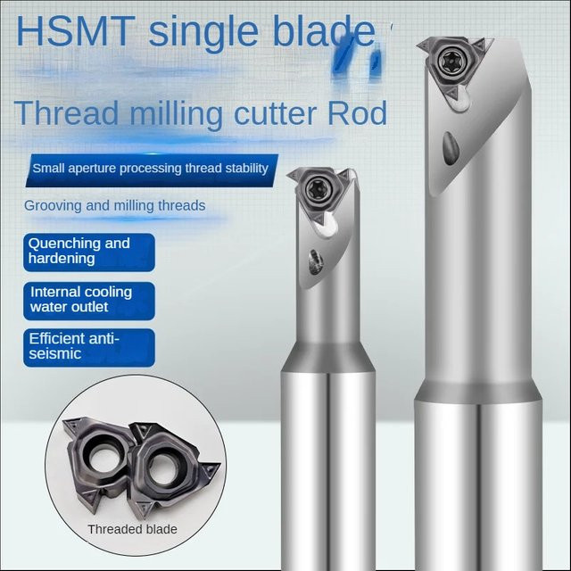 HSMT Innengewindefräserhalter in Silber, einflügeliger CNC-Wendeschneidplatten-Gewindewerkzeug mit Kühlmittel-Durchführung für 08IR, 11IR, 16IR und 22IR - Bild 1