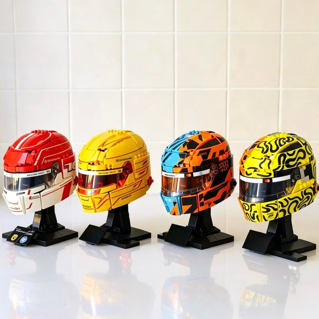 Hot Toys Rennwagen-Flotte Rennfahrer Lewis Hamilton Charles Leclerc Oscar Piastri Lando Norris Helm, Baustein-Modell, Fahrzeuge - Bild 1