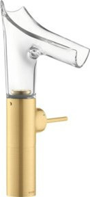Hansgrohe Axor Starck V Waschtisch-Einhebelmischer in Gold mit Glas-Element und schwenkbarem Auslauf - Bild 1
