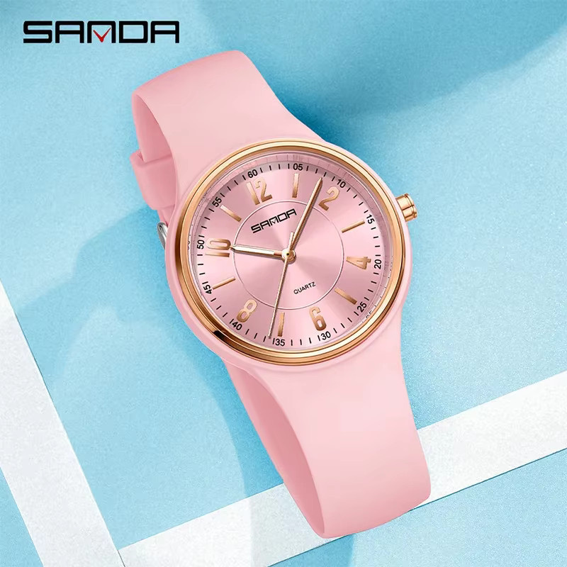 SANDA Armbanduhr Quarz, Silikon, Roségold, 3 ATM, Damen - Bild 1