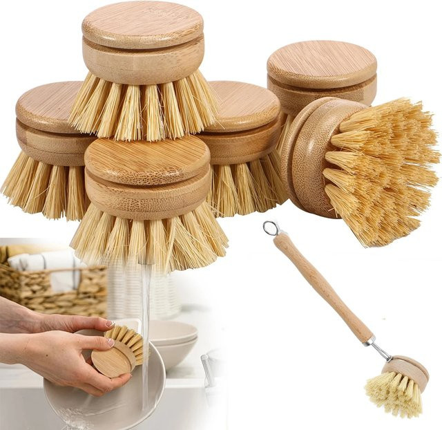 Willstar Geschirrbürste aus Holz mit natürlichem Sisal und Kokosnuss in Braun - Bild 1