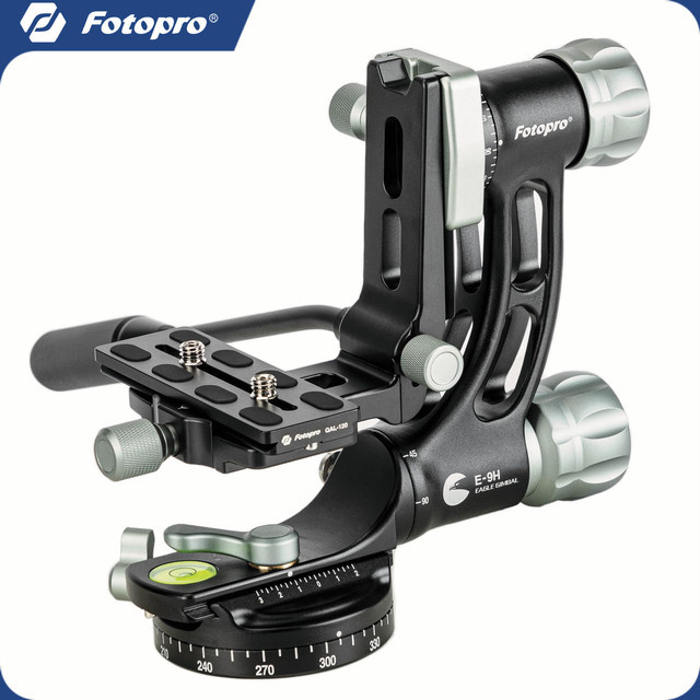 Fotopro E-9H Gimbal-Kopf in Schwarz, robuster Aluminium-Flüssigkeitskopf für Wildtier- und Astrofotografie mit einer maximalen Traglast von 30 kg - Bild 1