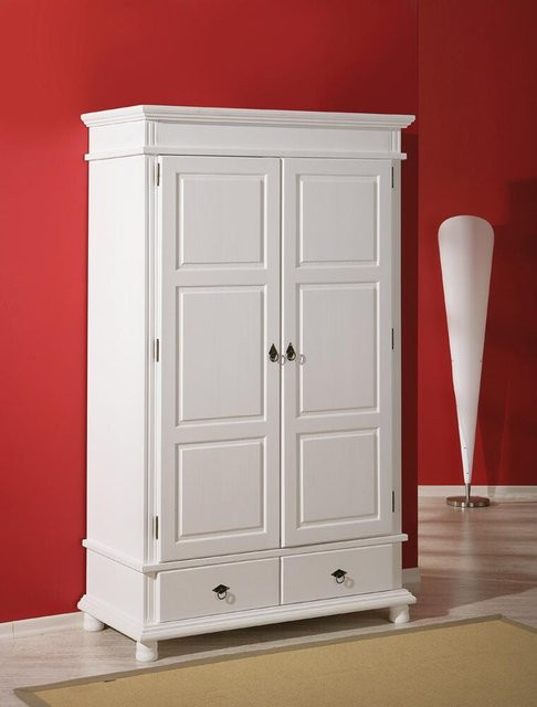 Kleiderschrank Danz Inter Link aus Massivholz Weihrauchkiefer in Weiß mit integrierten Schubladen B/H/T: 116 x 199 x 57 cm - Bild 1
