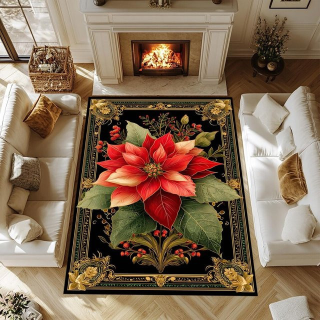 VIKAMA Luxus Teppich Floral Berry in Multicolour, rutschfest und strapazierfähig für Wohnzimmer, Schlafzimmer oder Flur, B/T: 160 x 120 cm - Bild 1