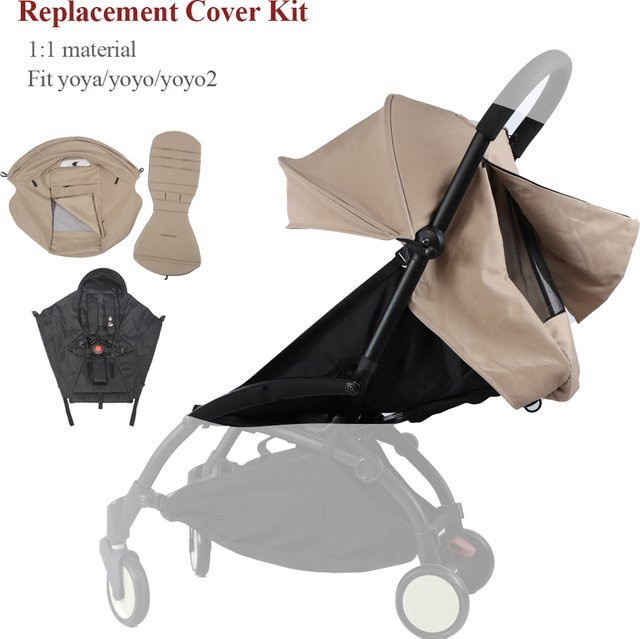 3er-Set Babyzen Yoyo Zubehör: Verstellbare Baldachin Abdeckung und Kissen, wasserdicht, Sonnenschutz für Kinderwagen, Grün und Beige - Bild 1