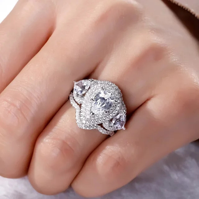 Huitan Ringe, 3-teilig, Zirkonia, Silber, Damen - Bild 1