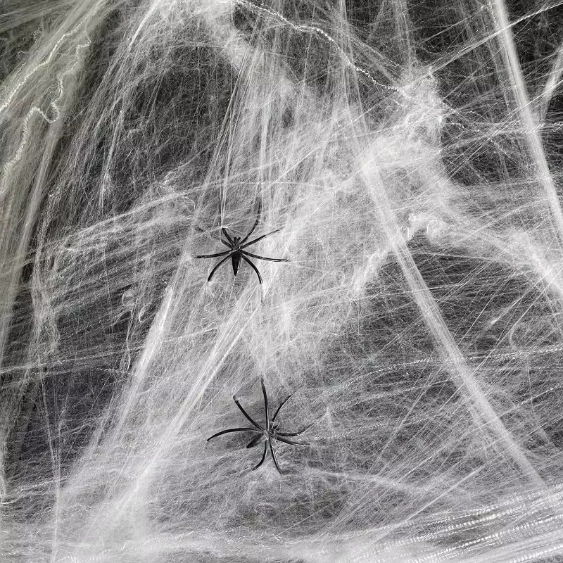 Trebalena Halloween Spinnennetz-Dekoration in Weiß mit künstlichen Spinnen für deine Party im Innen- und Außenbereich - Bild 3