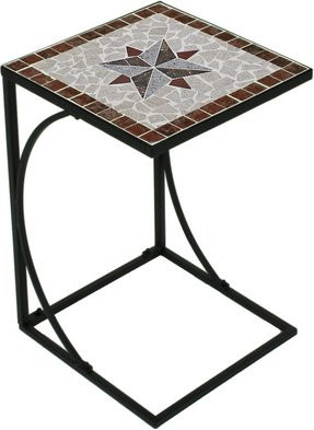 Garden Pleasure Beistelltisch AMARILLO aus Eukalyptusholz und Mosaik in Weiss, B/T/H: 35 x 35 x 53 cm - Bild 1