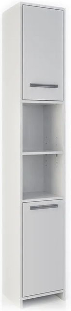 Vicco Badschrank Kiko in Weiß mit offenen Fächern und Türen, Höhe: 190 cm, Breite: 30 cm, Tiefe: 30 cm - Bild 1