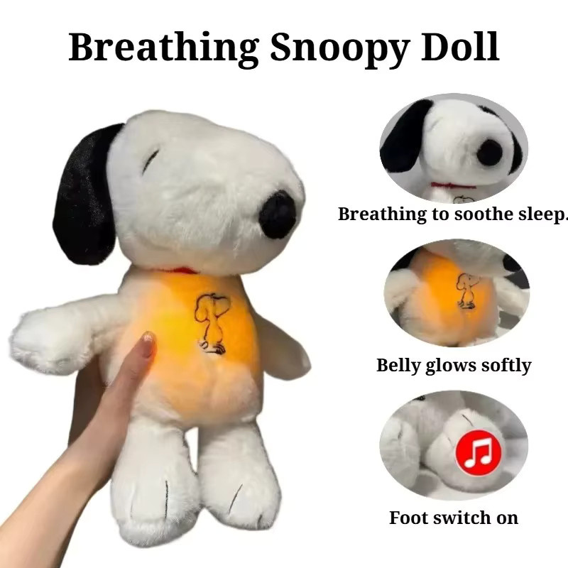 MINISO Snoopy Disney Plüschtier, Leuchtendes Atmendes Kuscheltier, Weiß - Bild 4