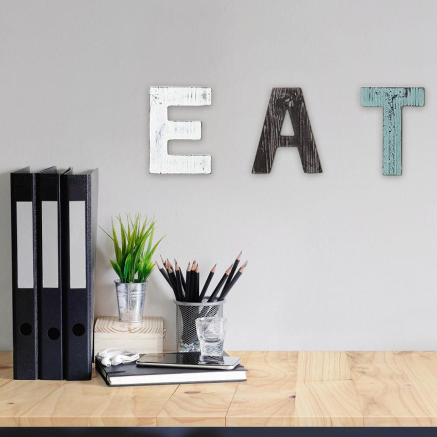 KONNWEI Weihnachts Dekoschild aus Holz, Rustikale Wandmontierte Buchstaben EAT, Mehrfarbig, Bauernhaus Stil - Bild 5