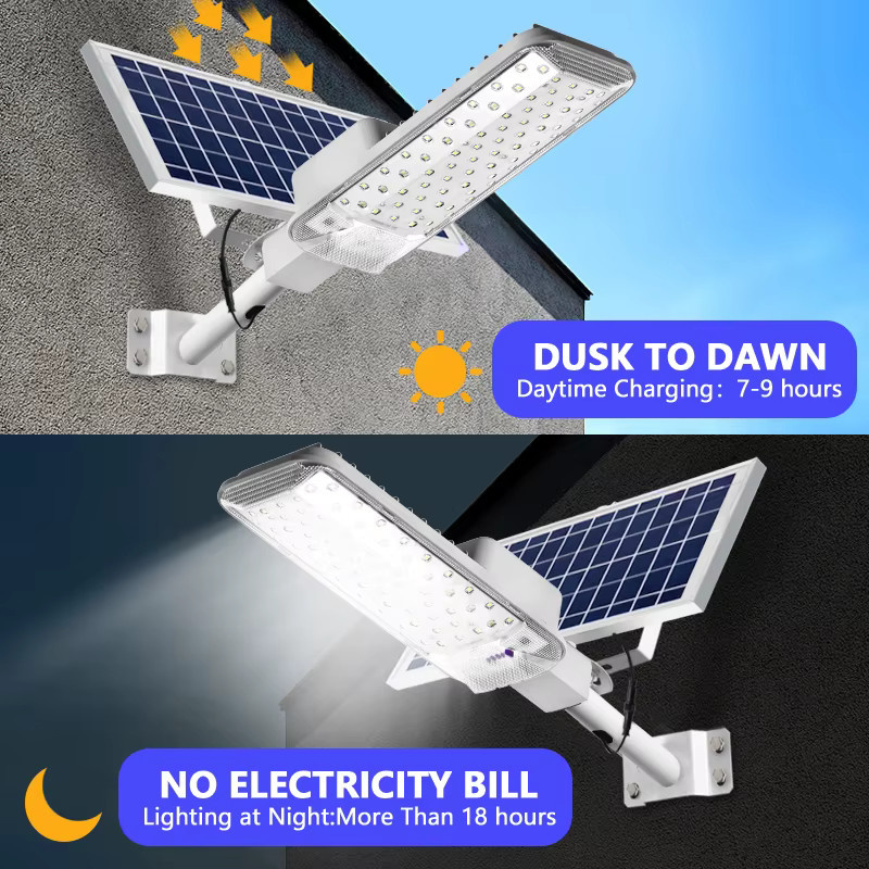 2er-Pack YQCHEZI Solar-Straßenlaternen Outdoor Wasserdicht mit Dämmerungssensor, Weiß, Kaltweißes Licht für Garten und Garage - Bild 3