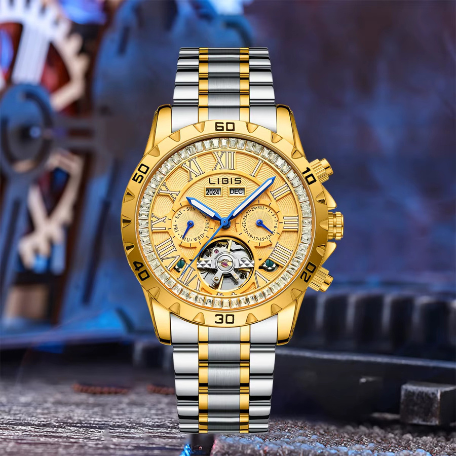 LIBIS Armbanduhr Automatik, Edelstahl, Gold, Herren - Bild 5