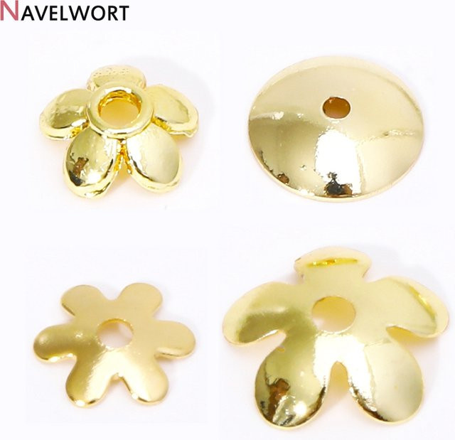 Perlenkappen Blumen, 14 Karat/18 Karat vergoldetes Messing - Bild 1