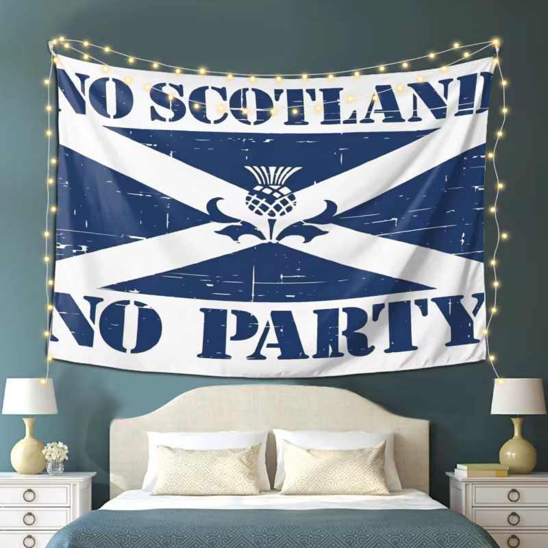 VIKAMA Wandteppich No Scotland No Party mit schottischem St. Andrew's-Kreuz und Distelmotiv in Blau, B/H: 40 x 60 cm - Bild 3