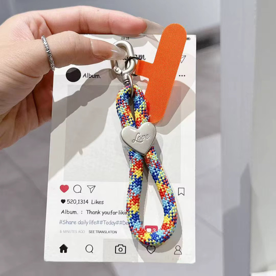 Universelles kurzes Handy-Lanyard als verstellbares Handgelenkband und Schlüsselanhänger in Mehrfarbig und Blau - Bild 1