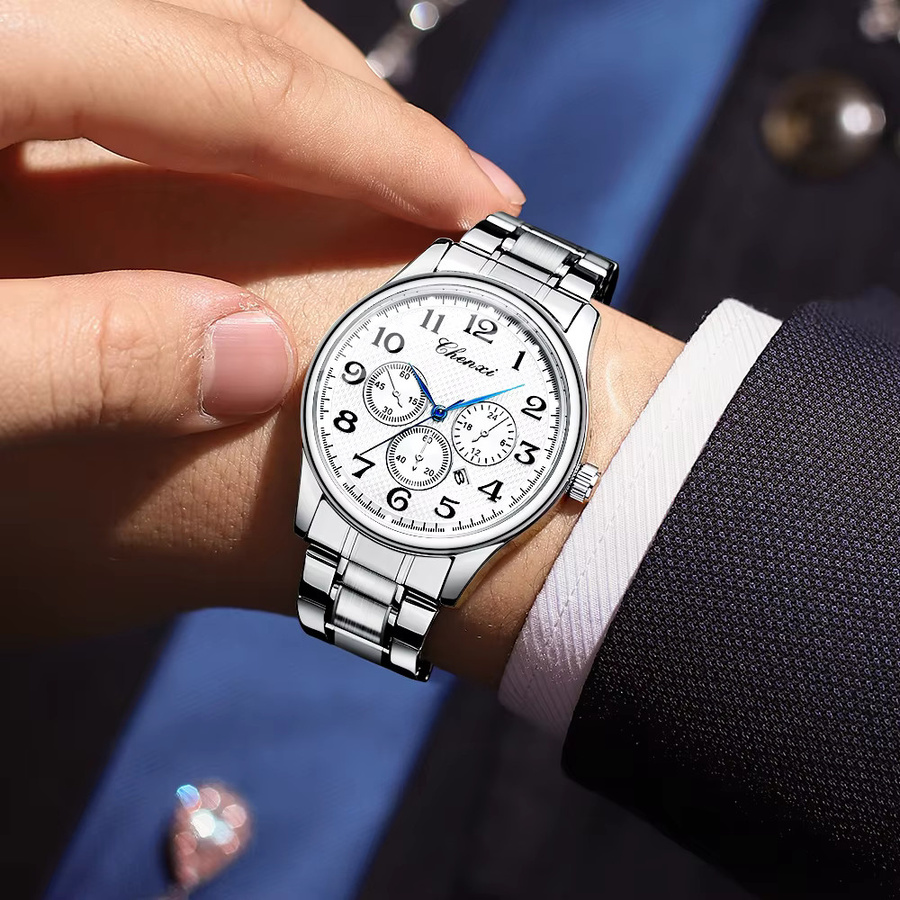 CHENXI Armbanduhr Edelstahl, Quarz, Silber, Herren - Bild 3