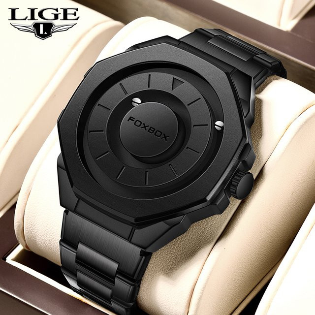 FOXBOX Armbanduhr, Quarz, Edelstahl, Silikon, Schwarz, Herren - Bild 1