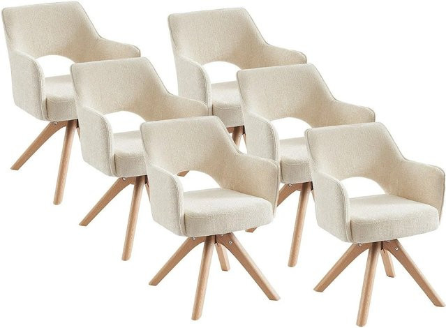 Vente-unique Stuhl Konya in Creme mit Eichenholz und Stoffbezug - Bild 1