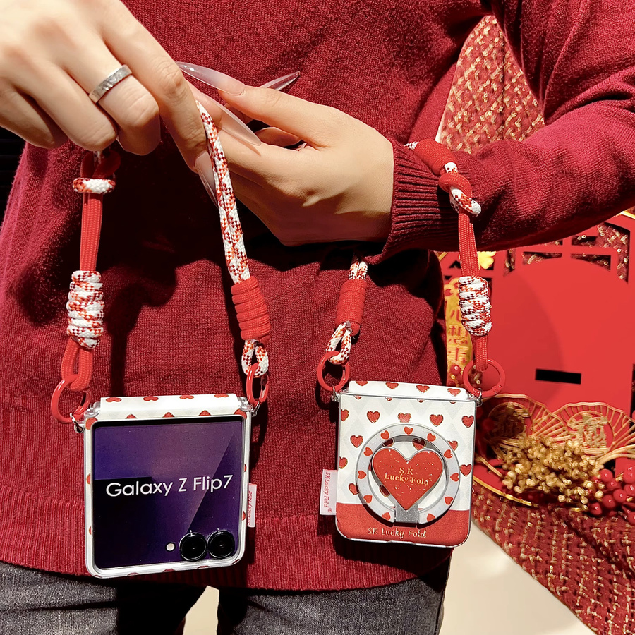 Magnetische PU-Leder Handyhülle mit Scharnier und Umhängeband für Samsung Galaxy Z Flip 7 FE, Z Flip 7, Z Flip 6 und Z Flip 5, MagSafe kompatibel, Farbe: Weiß - Bild 3
