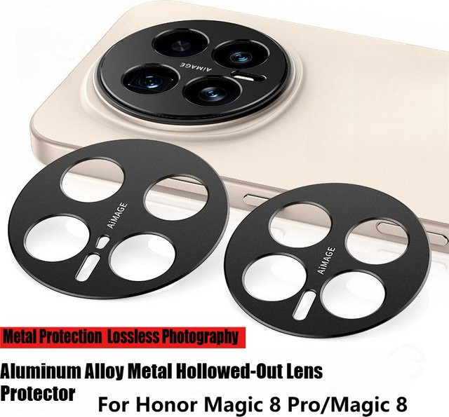 Kameraschutz für Honor Magic 8, Magic 7, Magic 6 Pro und Magic 7 RSR aus schwarzem Aluminium mit Objektivschutz und Display-Ring - Bild 1
