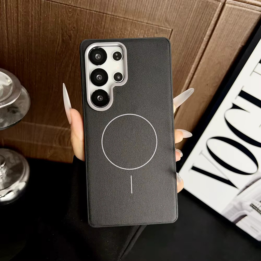 Magnetische Business Leder Handyhülle mit Metall Objektiv Ring für Samsung Galaxy S26 S25 S24 Ultra Plus in Schwarz oder Braun - Bild 3
