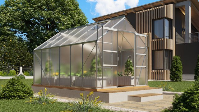 Vitavia Gewächshaus Mars 9900 aus Aluminium in Silber mit 9,9 m² Fläche und 6 mm Polycarbonat-Verglasung - Bild 1