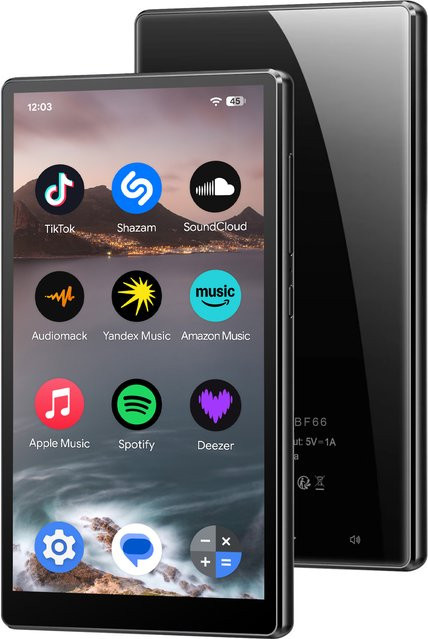 Famue Android 13 MP3/MP4-Player mit 4,7 Zoll Display, 64GB Speicher, 6GB RAM, 5G WLAN und Bluetooth in Schwarz - Bild 1