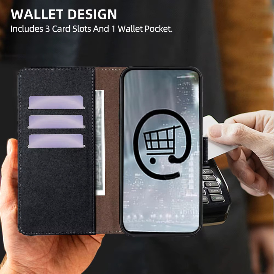 Magnetische Handyhülle mit Kartenfach für Tecno Pova 7 Ultra, Pova 7 Pro, Pova 5 und Camon 40 30S Pro mit RFID-Schutz in Lila - Bild 3