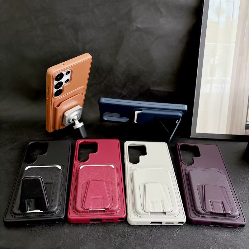 Samsung Handyhülle mit Kartenfach aus mattem TPU und hartem PC in Rot für S25 S24 S23 S26 Ultra Plus FE A56 A55 A54 A36 - Bild 2