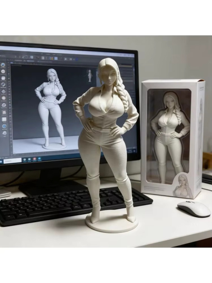 CELEBON Minimalistische Weibliche Skulptur in Weiß, 3D-gedruckte Dekofigur für dein Zuhause und den Schreibtisch - Bild 7