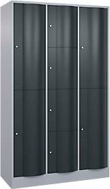 C+P Kombi-Schließfachschrank Resisto mit 3 Abteilen und 8 Fächern, Weiß/Anthrazitgrau, B/T/H: 114,8 x 54,0 x 195,0 cm - Bild 1
